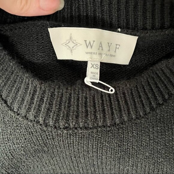 Wayf Lola Puff Sleeve Black Sweater Dress - Picture 6 of 7